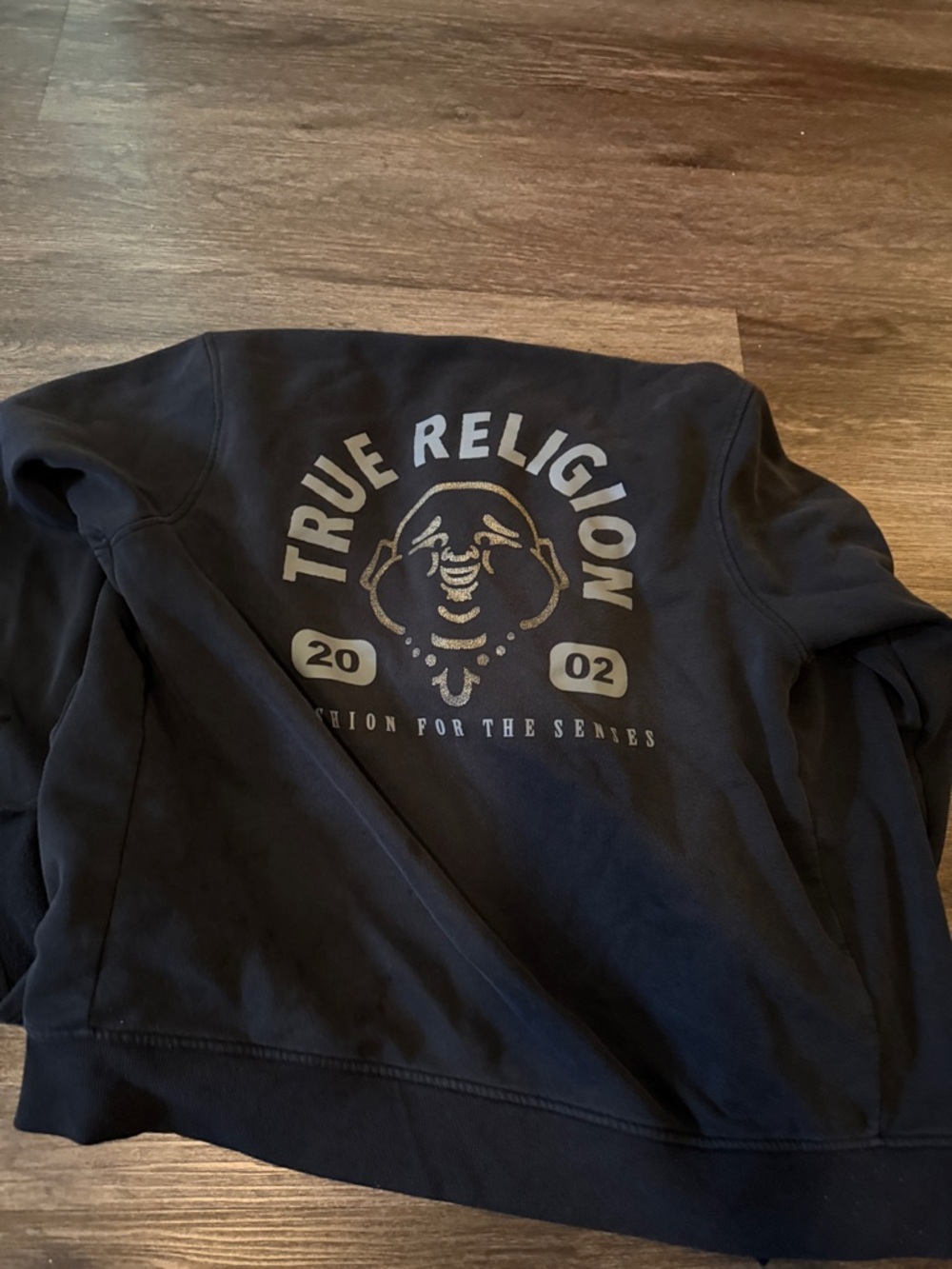 True Religion Black Sweatshirt with Light Gray Back Logo